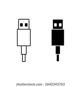 Icono del USB. Ilustración vectorial negra.