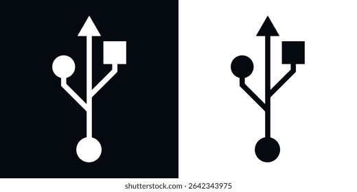 USB icon. Black vector illustration.