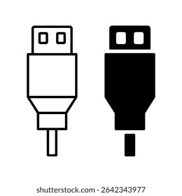 USB icon. Black vector illustration.