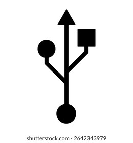 USB icon. Black vector illustration.