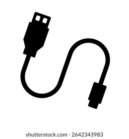 Icono del USB. Ilustración vectorial negra.
