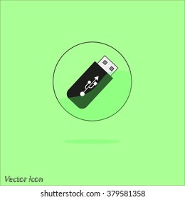 USB icon. Black. Vector illustration.