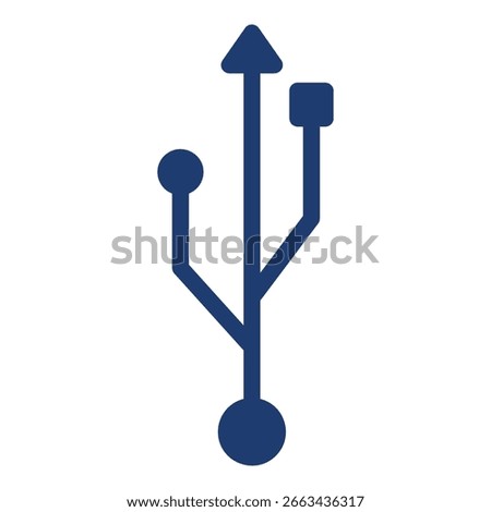 Usb Icon In Blue Monochrome Flat Design, Vector Illustration