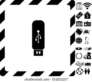 Usb icon with bonus symbols on white background. 
