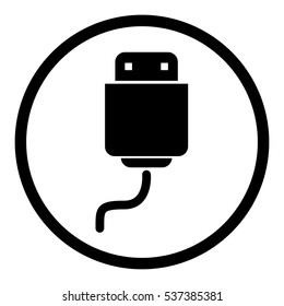 USB icon in circle on white background