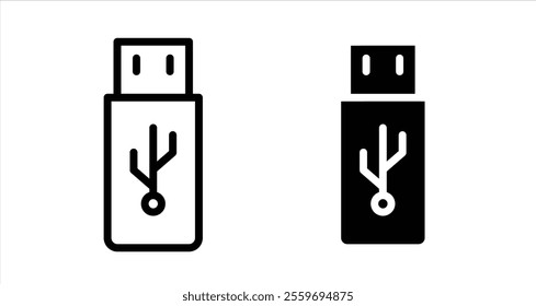 USB Icon collection in filled and stroke style.