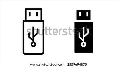 USB Icon collection in filled and stroke style.