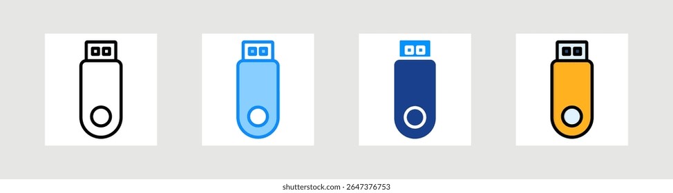 Conjunto De Coleção De Ícones Usb Com Vários Estilos