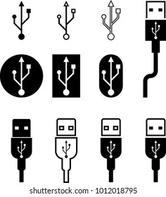 Usb Icon Collection Vector Art Illustration