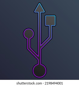 USB icon with a colored outline on a dark background