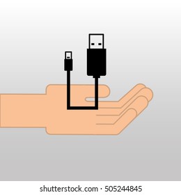 USB icon connetion plug cable design vector illustration