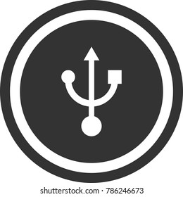 USB icon , dark circle sign design