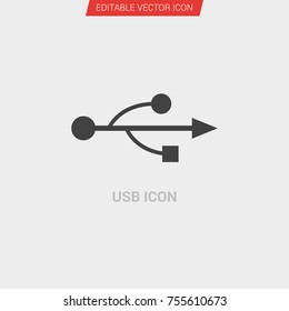 USB icon dark grey new trendy flat style vector symbol