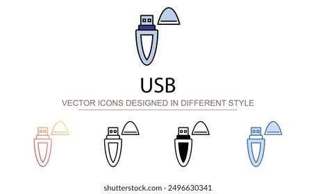Diseño de icono USB con fondo blanco Ilustración de stock