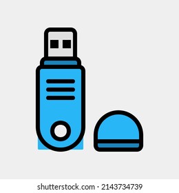 Usb icon in filled line style, use for website mobile app presentation