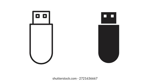 USB-Symbol in voller, dünner Linie, Strichstil für Website und Apps