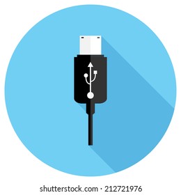USB icon. Flat design style modern vector illustration. Isolated on stylish color background. Flat long shadow icon. Elements in flat design.
