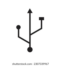 Icono USB de estilo plano con fondo.