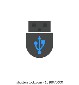 USB icon flat style vector illustration. computer hardware and accessories