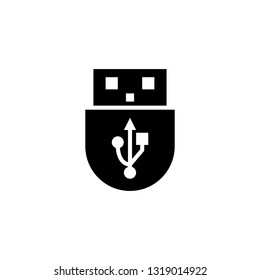 USB icon glyph or solid style vector illustration. computer hardware and accessories