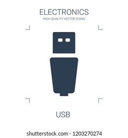 usb icon. high quality filled usb icon on white background. from electronics collection flat trendy vector usb symbol. use for web and mobile