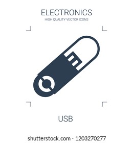 usb icon. high quality filled usb icon on white background. from electronics collection flat trendy vector usb symbol. use for web and mobile