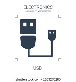 usb icon. high quality filled usb icon on white background. from electronics collection flat trendy vector usb symbol. use for web and mobile