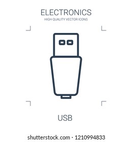 usb icon. high quality line usb icon on white background. from electronics collection flat trendy vector usb symbol. use for web and mobile