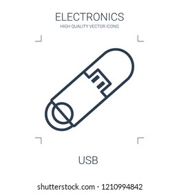 usb icon. high quality line usb icon on white background. from electronics collection flat trendy vector usb symbol. use for web and mobile