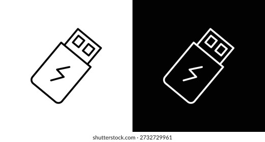 Icono USB en diseño de línea. icono de trazo editable.
