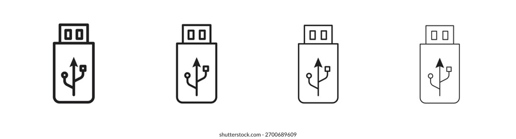 Design de linha de ícone USB. conjunto de ícone de vetor de linha fina.