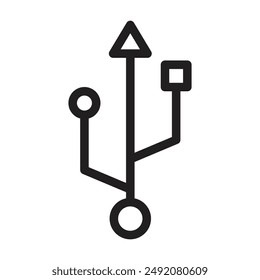 Usb icon linear logo mark in black and white
