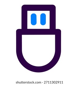 USB-Symbol. Eine lineare Vektorgrafik eines USB-Symbols, einzeln auf weißem Hintergrund.