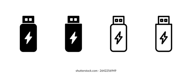 Design do logotipo do ícone do Usb. Sinal e símbolo de disco flash. sinal de unidade flash. carregamento usb