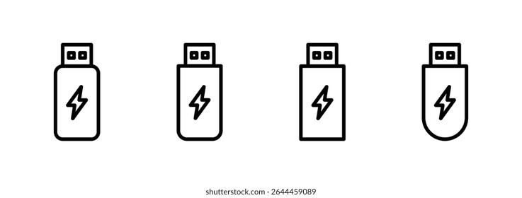 Design do logotipo do ícone do Usb. Sinal e símbolo de disco flash. sinal de unidade flash. carregamento usb
