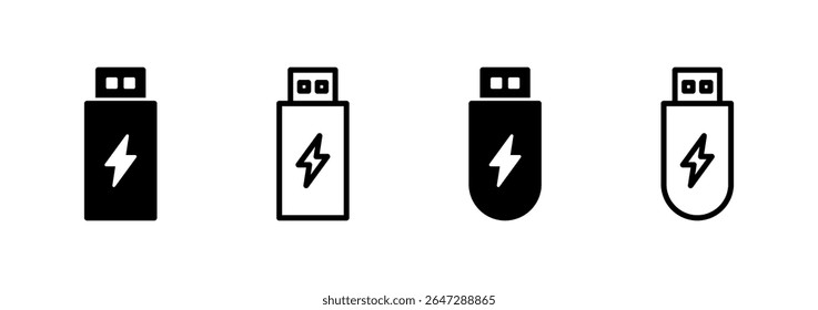 Design do logotipo do ícone do Usb. Sinal e símbolo de disco flash. sinal de unidade flash. carregamento usb