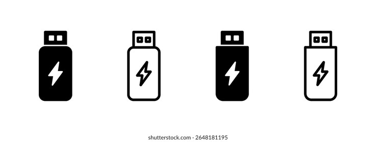 Design do logotipo do ícone do Usb. Sinal e símbolo de disco flash. sinal de unidade flash. carregamento usb