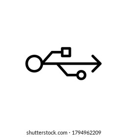 Vector de logotipo de icono USB aislado. Conjunto de iconos de equipo y hardware. Stroke editable y Pixel Perfect.