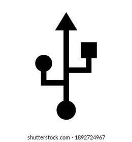 Usb icon for mobile device design. Flash symbol isolated. Cable port vector sign. Internet technology. Thin line icon, vector illustration. 