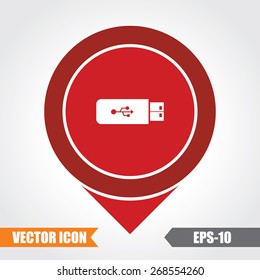 USB Icon On Map Pointer. Eps.-10.