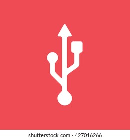 USB Icon On Red Background