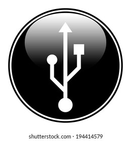 Usb icon on white background.