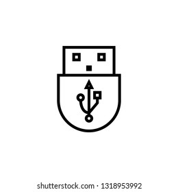 USB icon outline or line style vector illustration. computer hardware and accessories