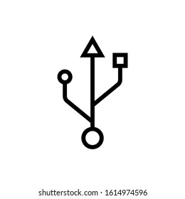Usb icon in outline style on white background