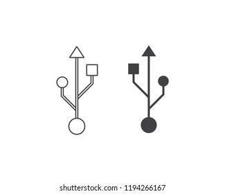 USB icon, usb port vector web icon isolated on white background, EPS 10, top view