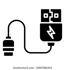 USB ICON , PORTABLE ICON VECTOR, Plug USB cable icon vector sign and symbols