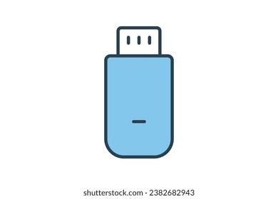 usb icon. icon related to device, computer technology. flat line icon style. simple vector design editable