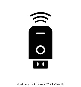 USB icon. icon related to technology. smart device. USB with signal. Glyph icon style, solid. Simple design editable