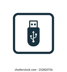 usb icon Rounded squares button, on white background 