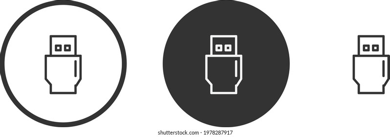 USB icon set. Collection of high quality black outline logo for web site design and mobile dark mode apps. Vector illustration on white background 